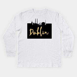 DUBLIN IRELAND DESIGNER SILHOUETTE SKYLINE ART Kids Long Sleeve T-Shirt